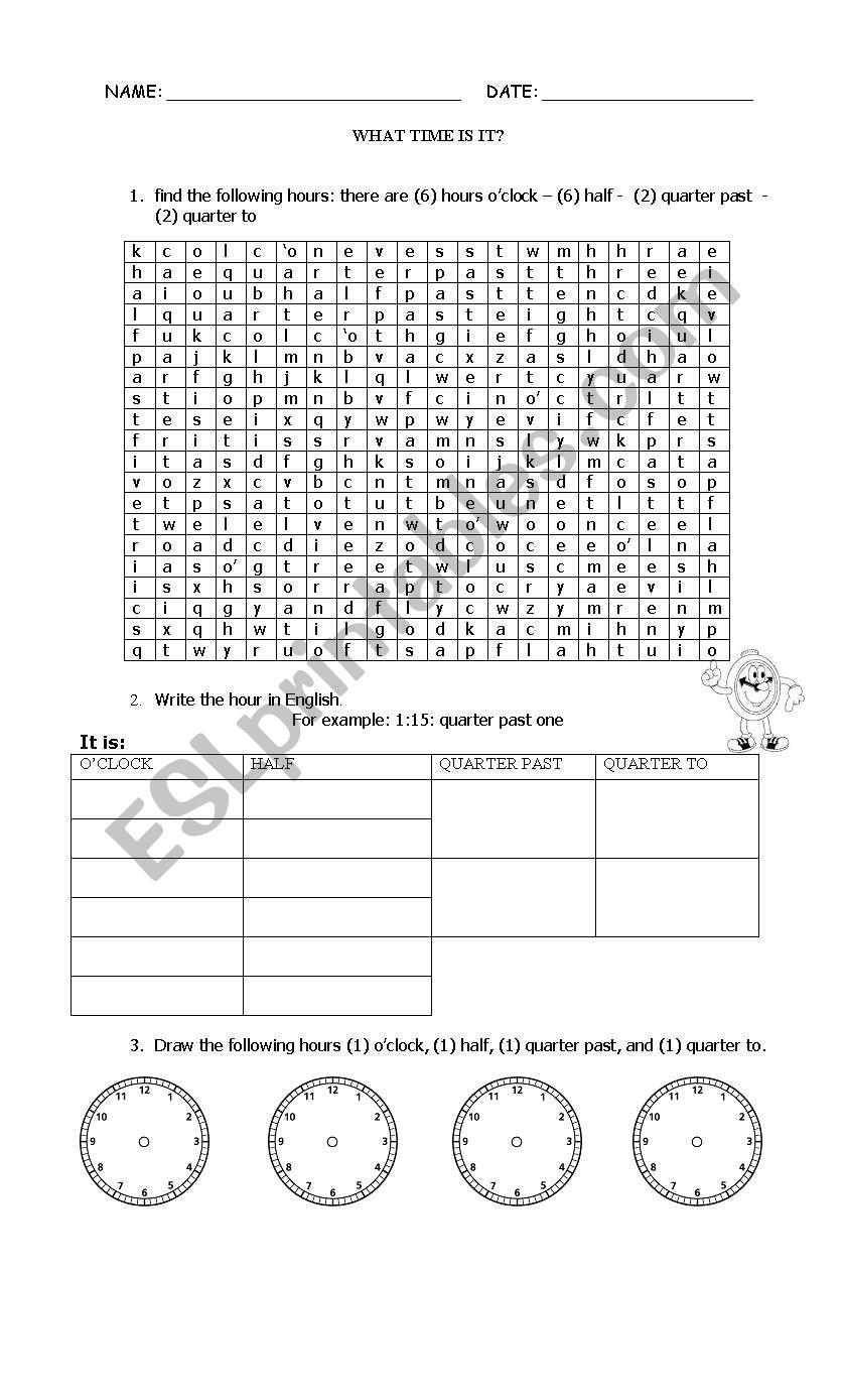 What time is it? worksheet