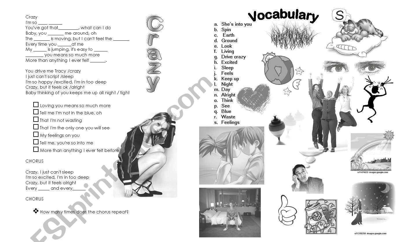 Crazy by Britney Spears worksheet