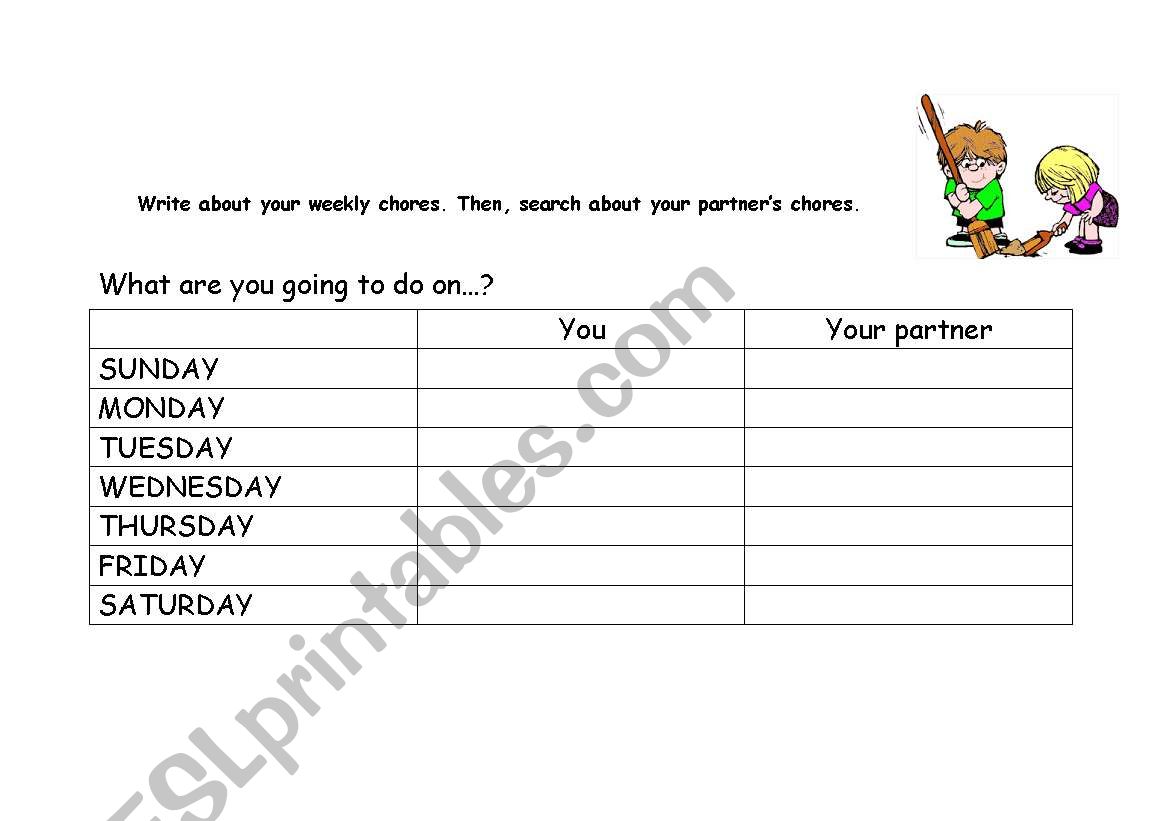 Weekly Chores worksheet