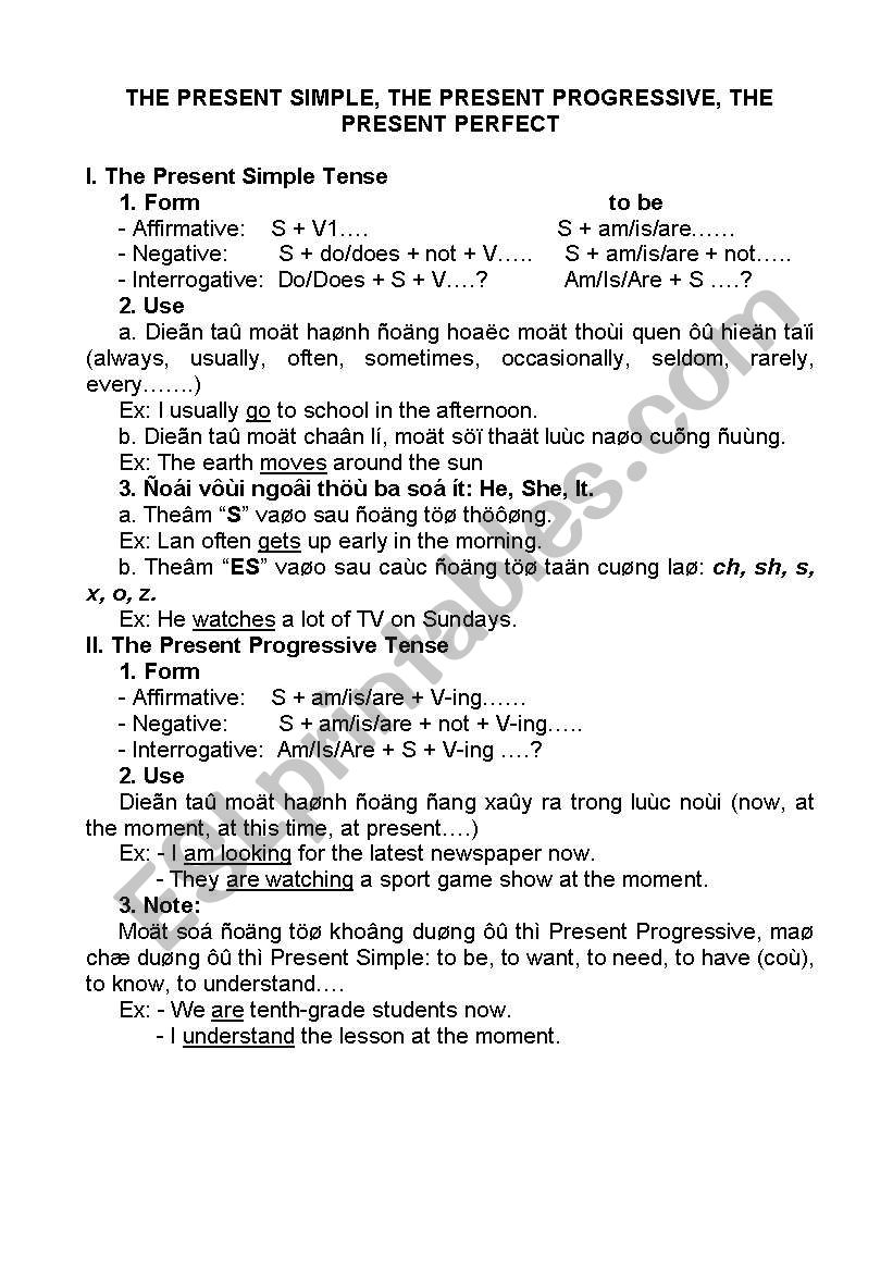 tense review worksheet