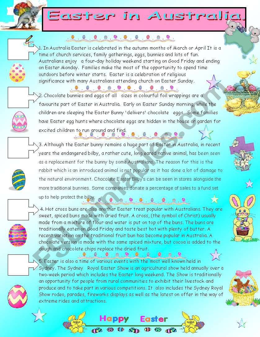 Easter in Australia worksheet