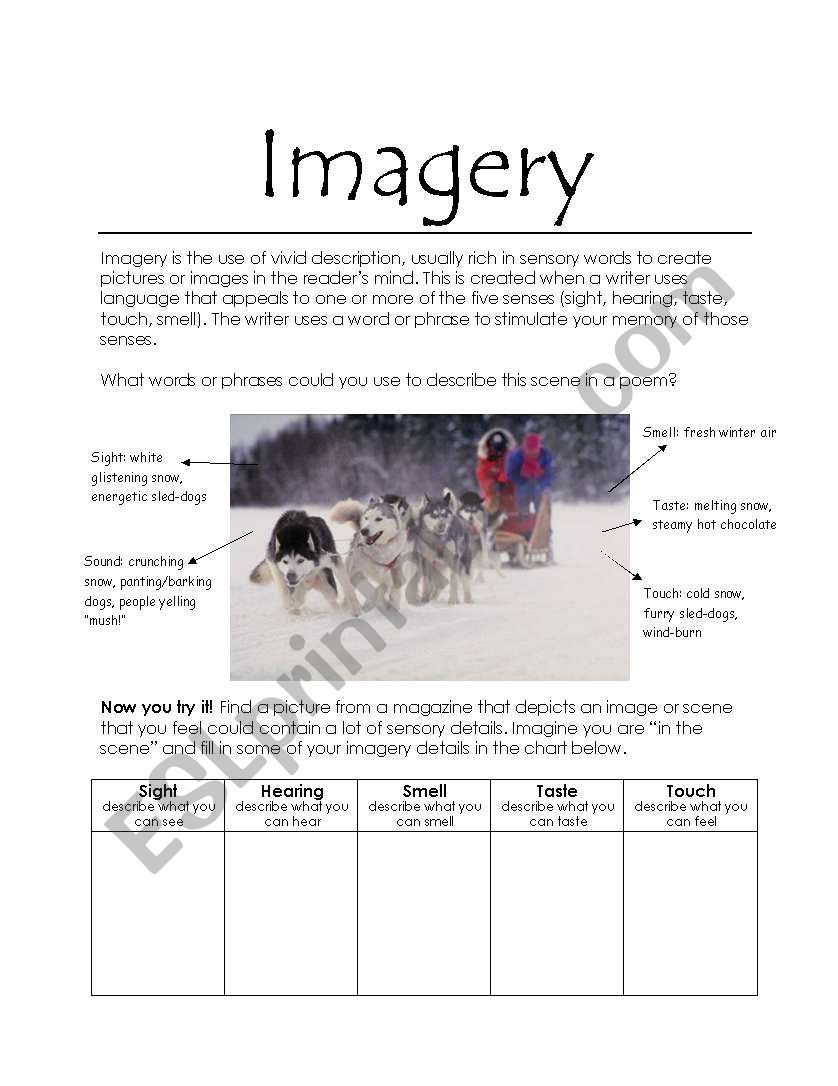 Sensory Images Worksheet Sensory And Imagery Test Reading Quiz 