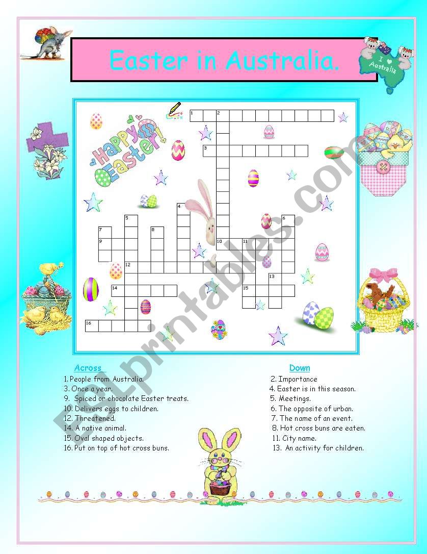 Easter in Australia. worksheet