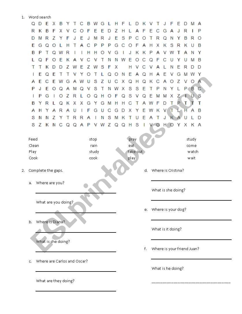 word searcher and questions worksheet