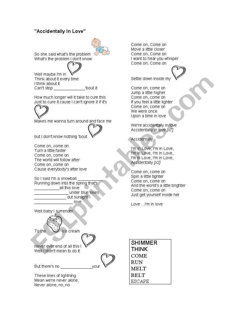 Accidentally in love- Song worksheet