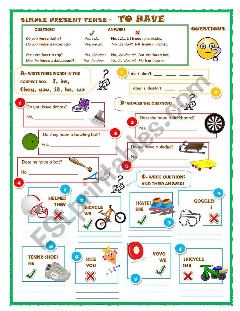 Simple Present Tense- To have- Questions