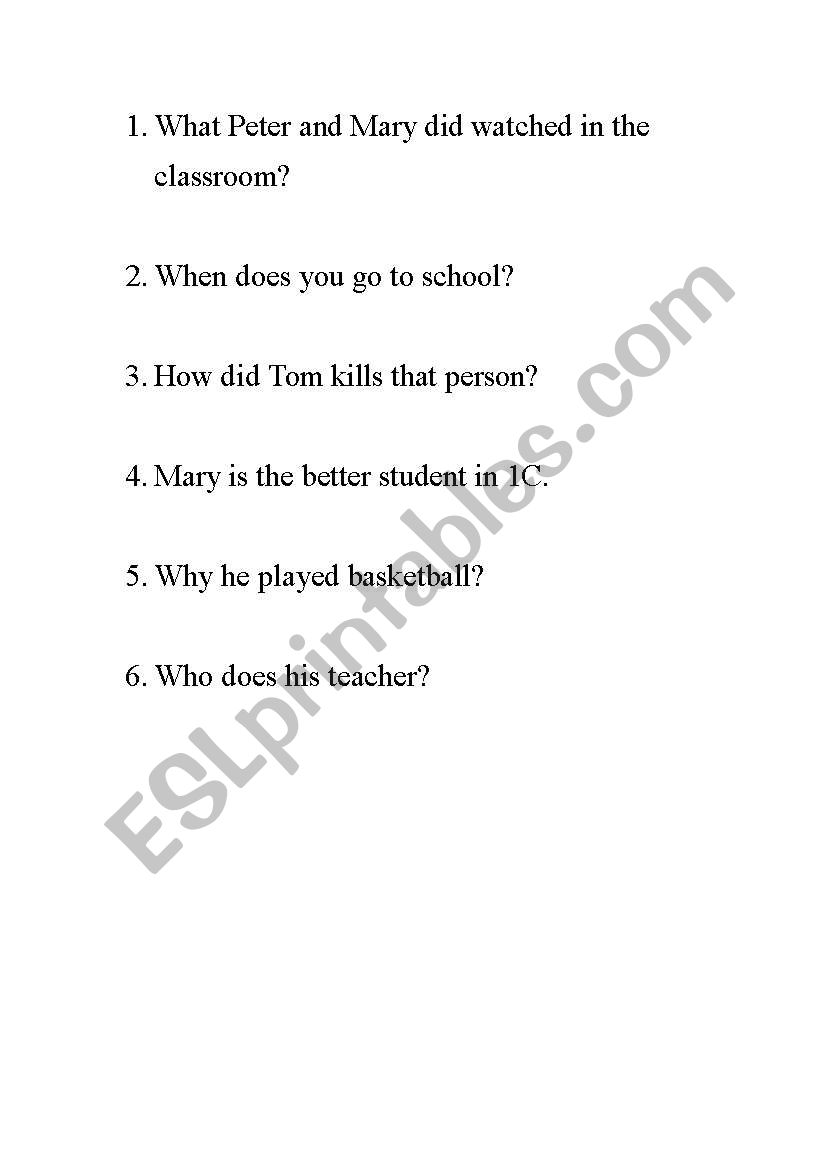 Wh-Question worksheet