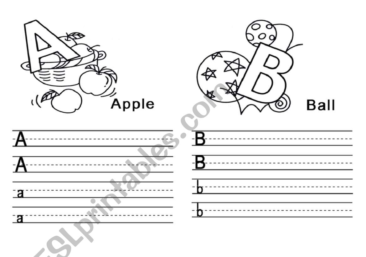 Writing Alphabet A ~ D worksheet