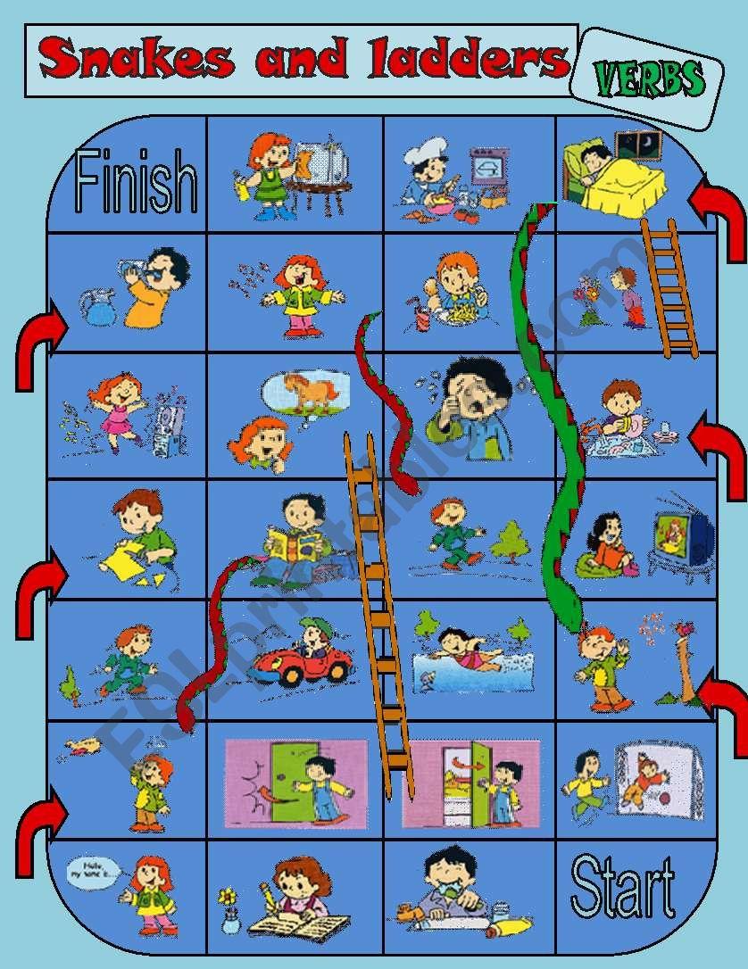 Snakes and ladders (Verbs boardgame)