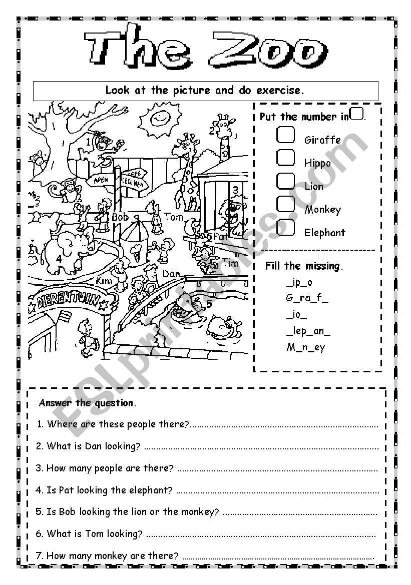 The Zoo worksheet