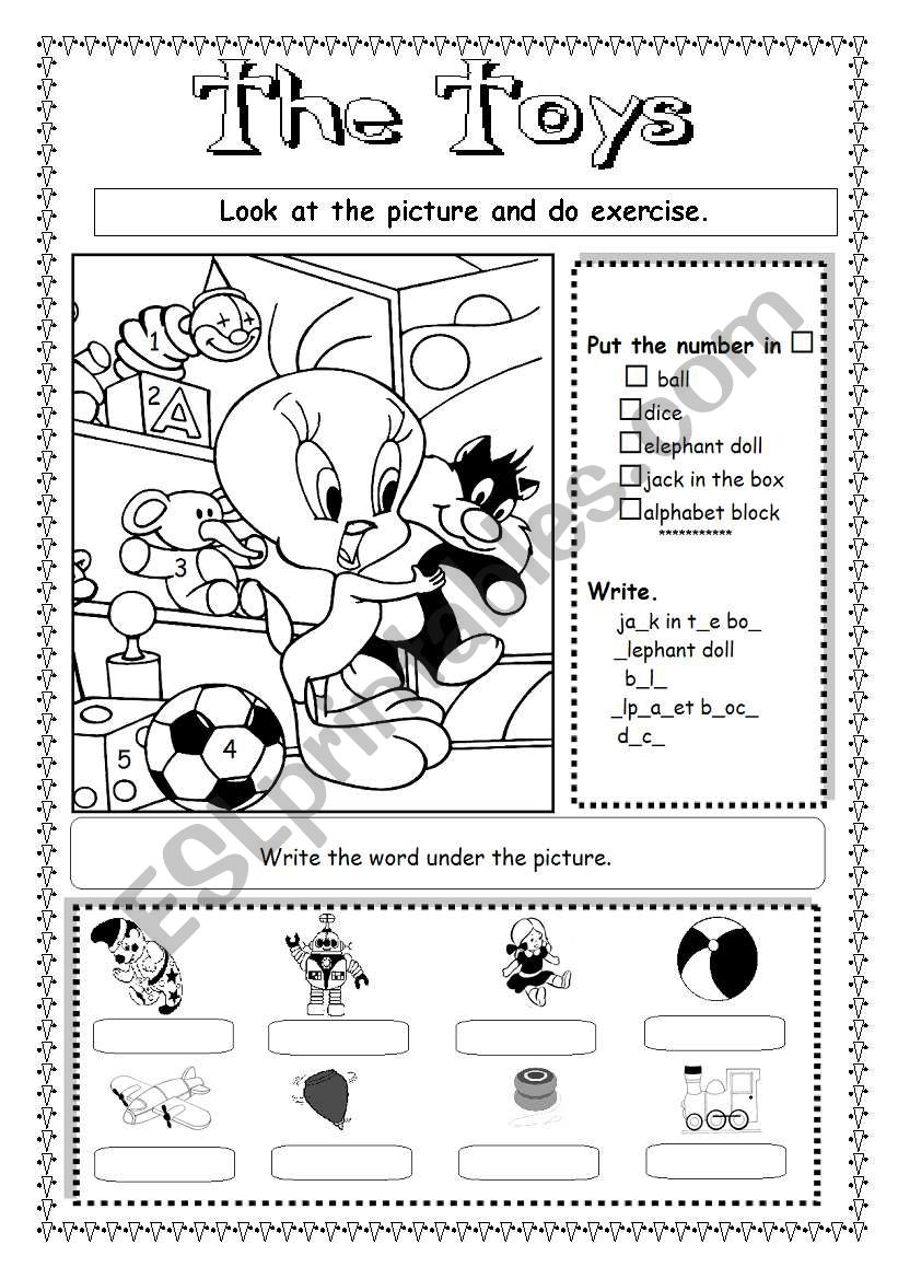 The toys worksheet