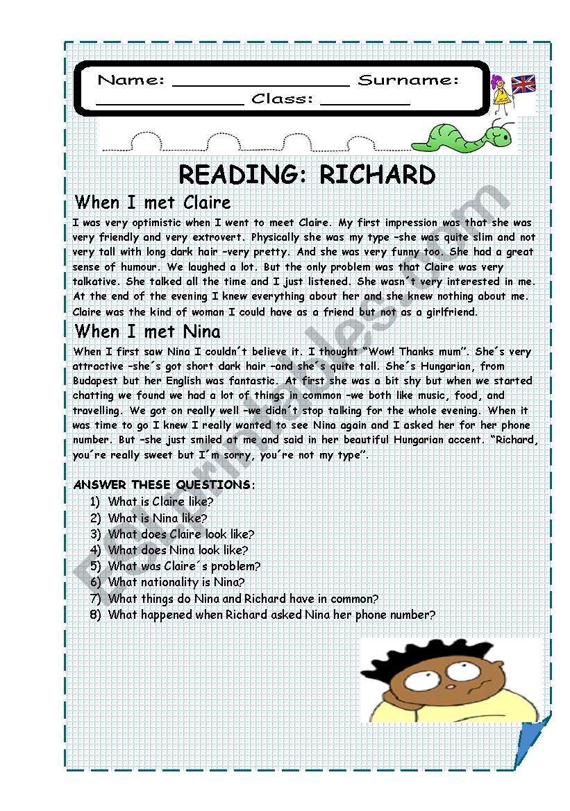 READING: RICHARD worksheet