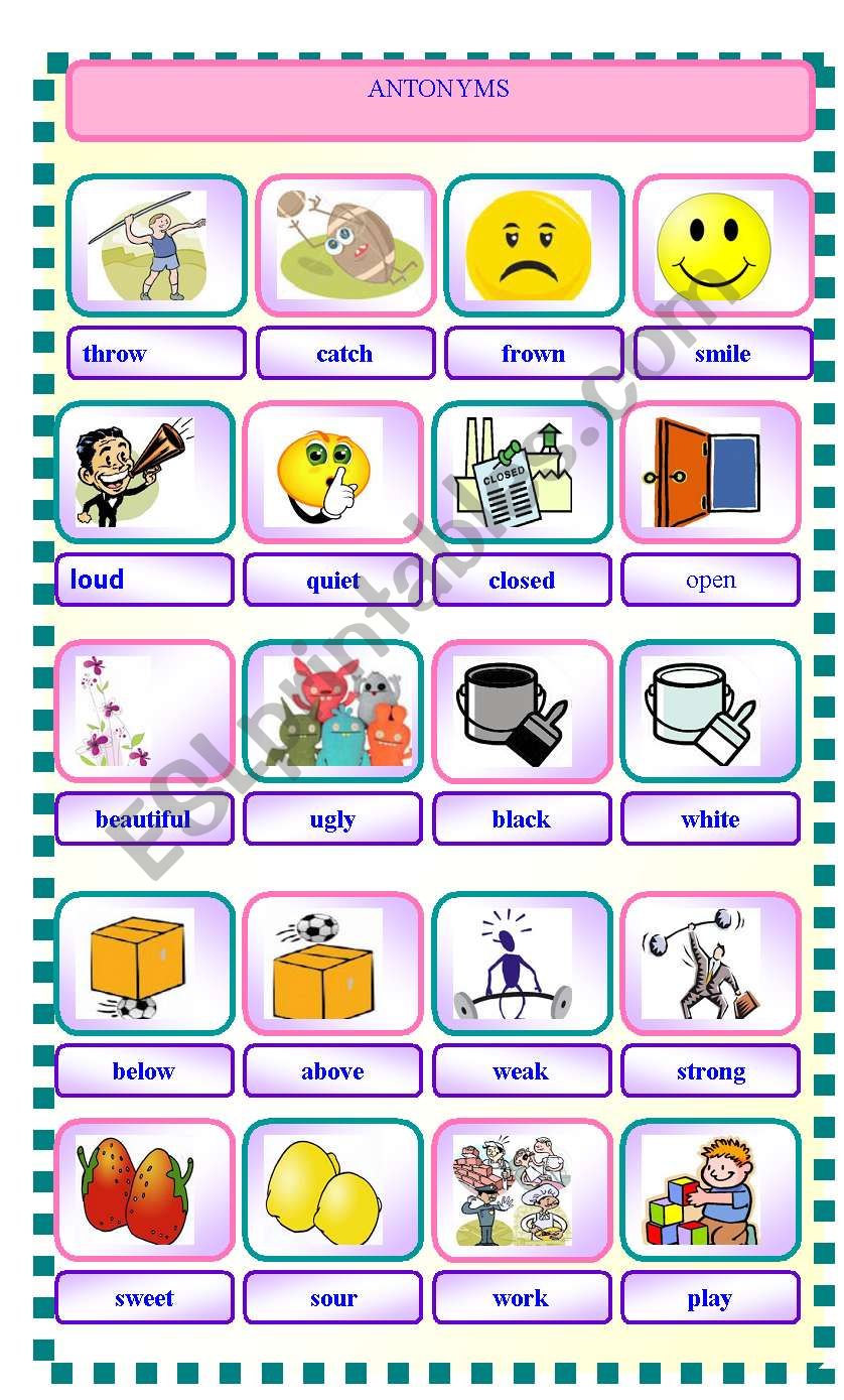 a list of opposites (part 3) worksheet