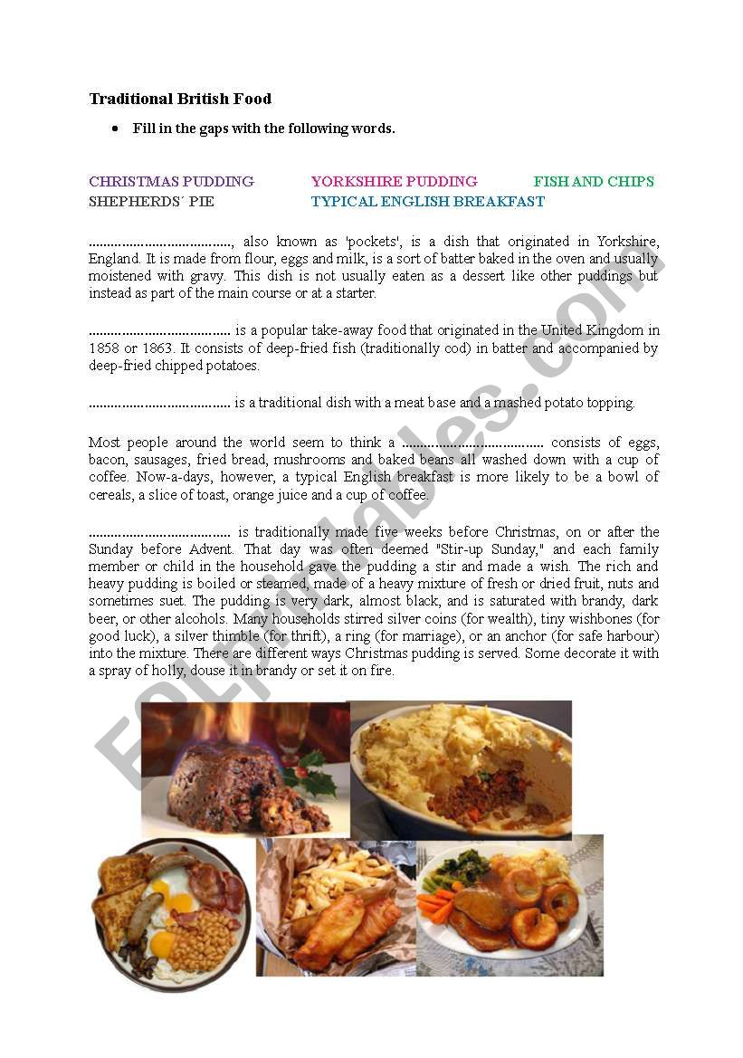 Traditional British Food worksheet