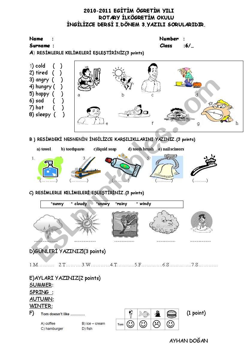 6 th grade  worksheet