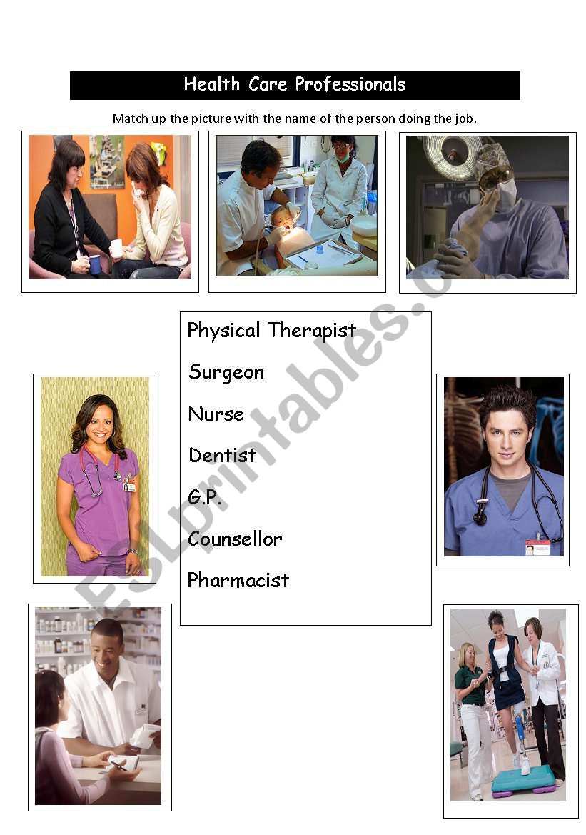Health Care Professionals worksheet