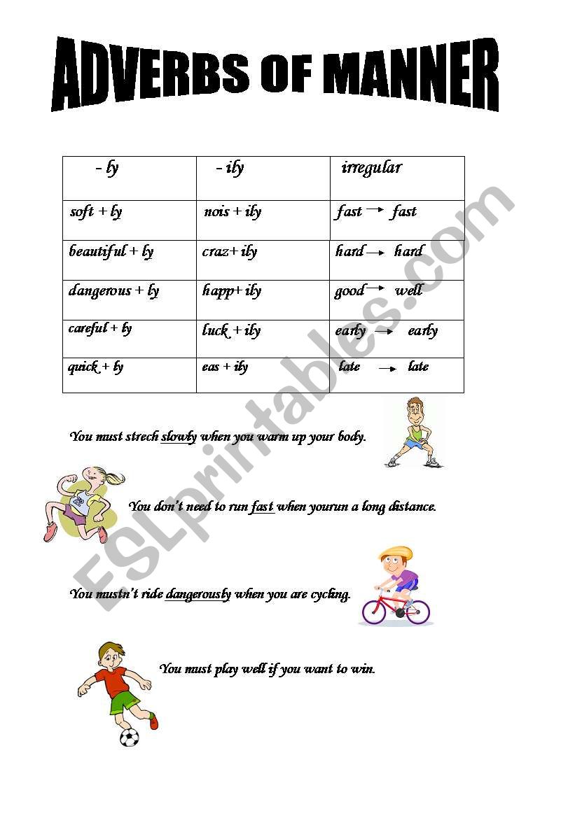 adverbs of manner worksheet