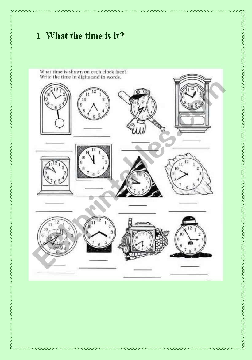 what time is it? worksheet