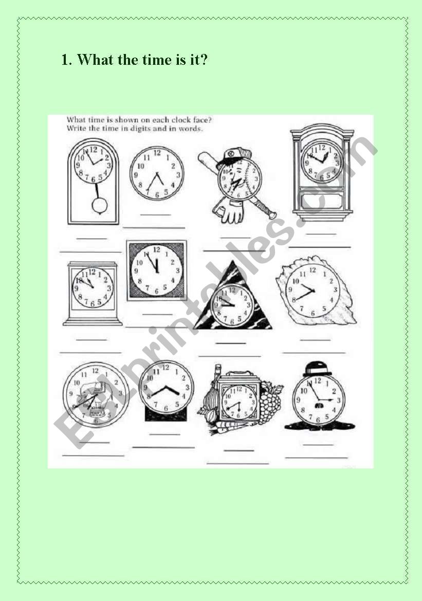 what time is it? worksheet