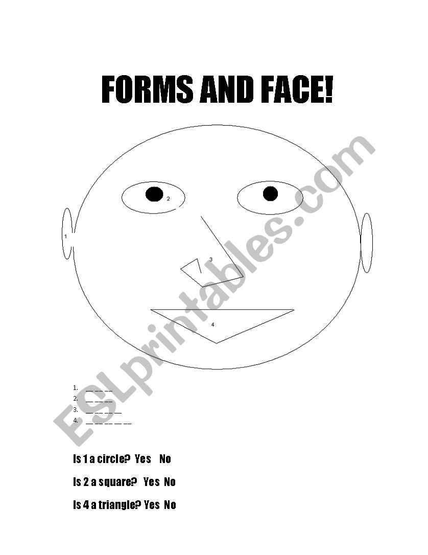 Forms and face worksheet