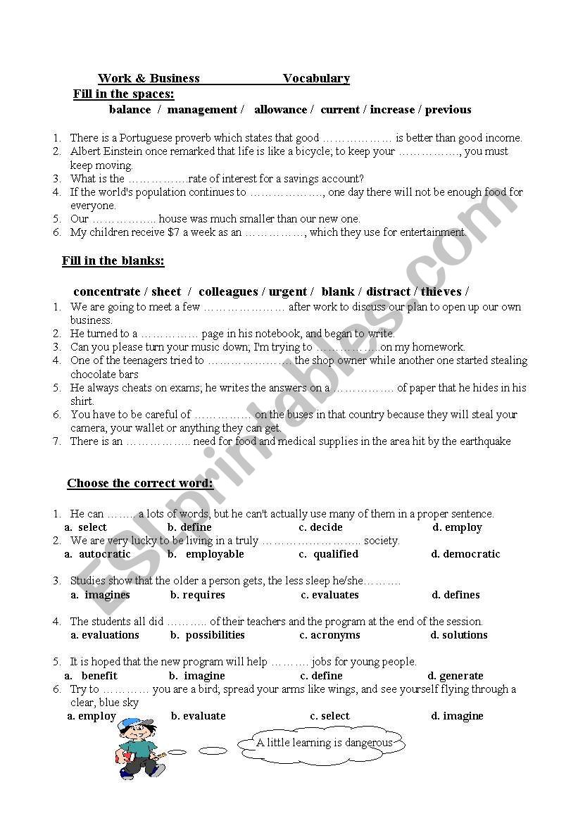 vocabulary worksheet