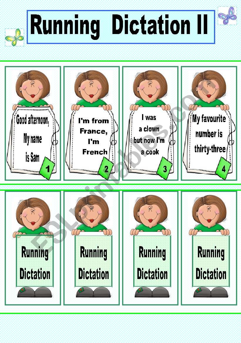 Running dictation cards game. 2/3