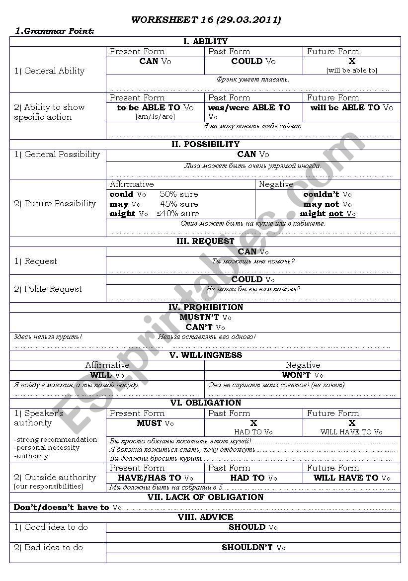 modal verbs worksheet