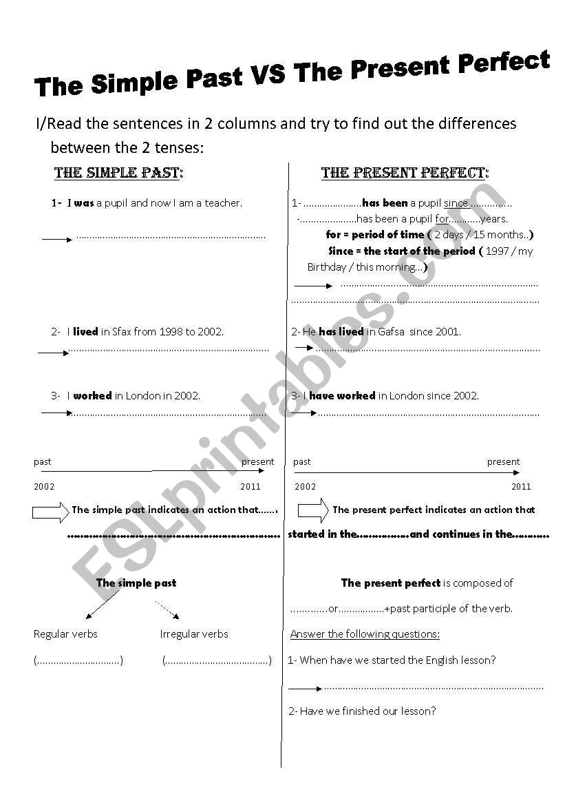 the present perfect worksheet