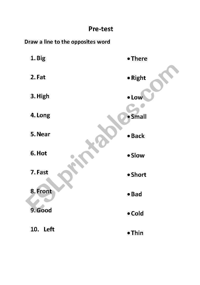 Opposite worksheet