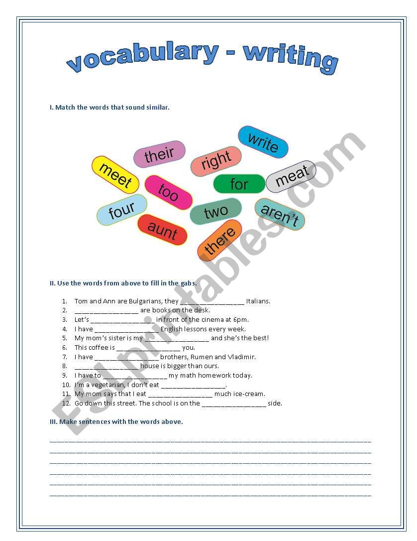 Match - fill in - write - group