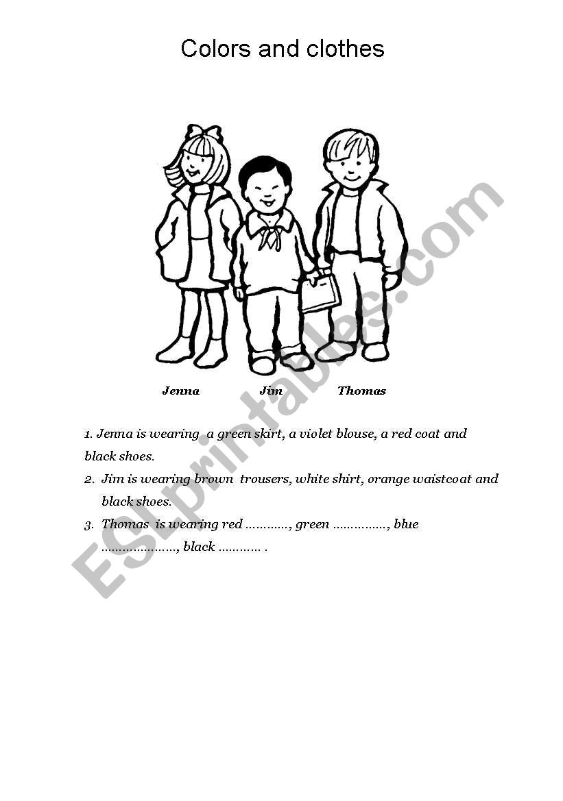 Colors and clothes worksheet