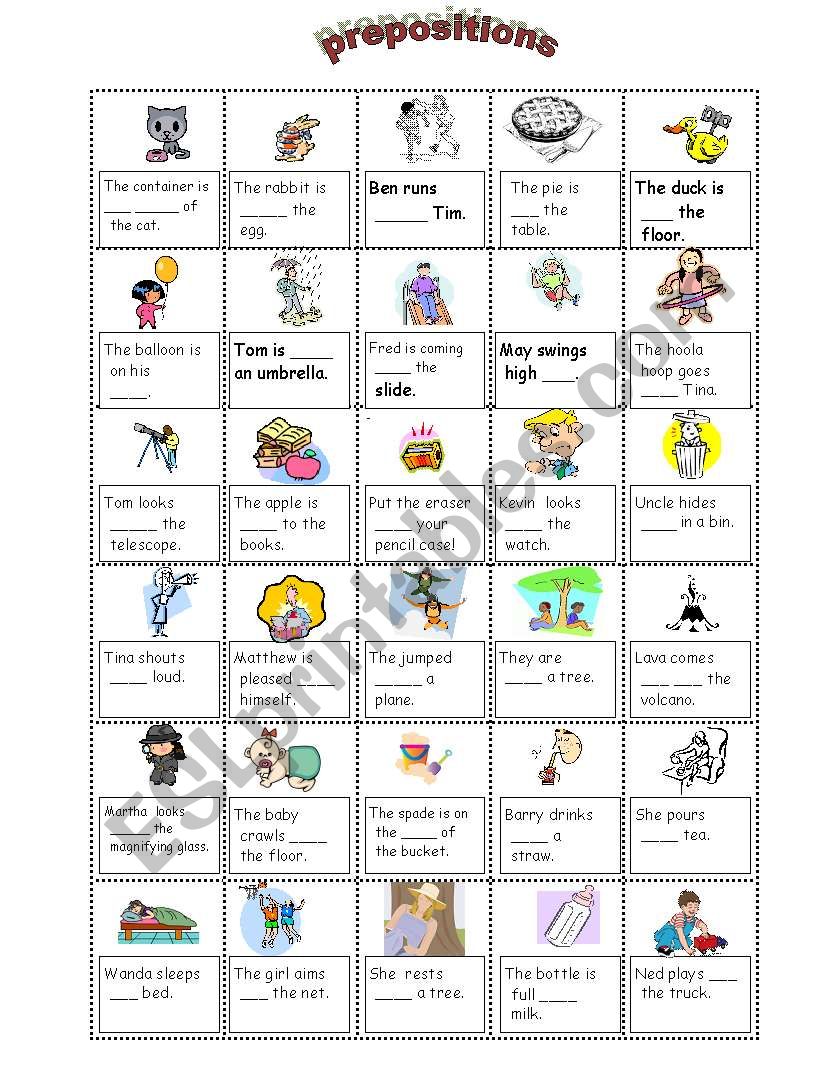 prepositions worksheet