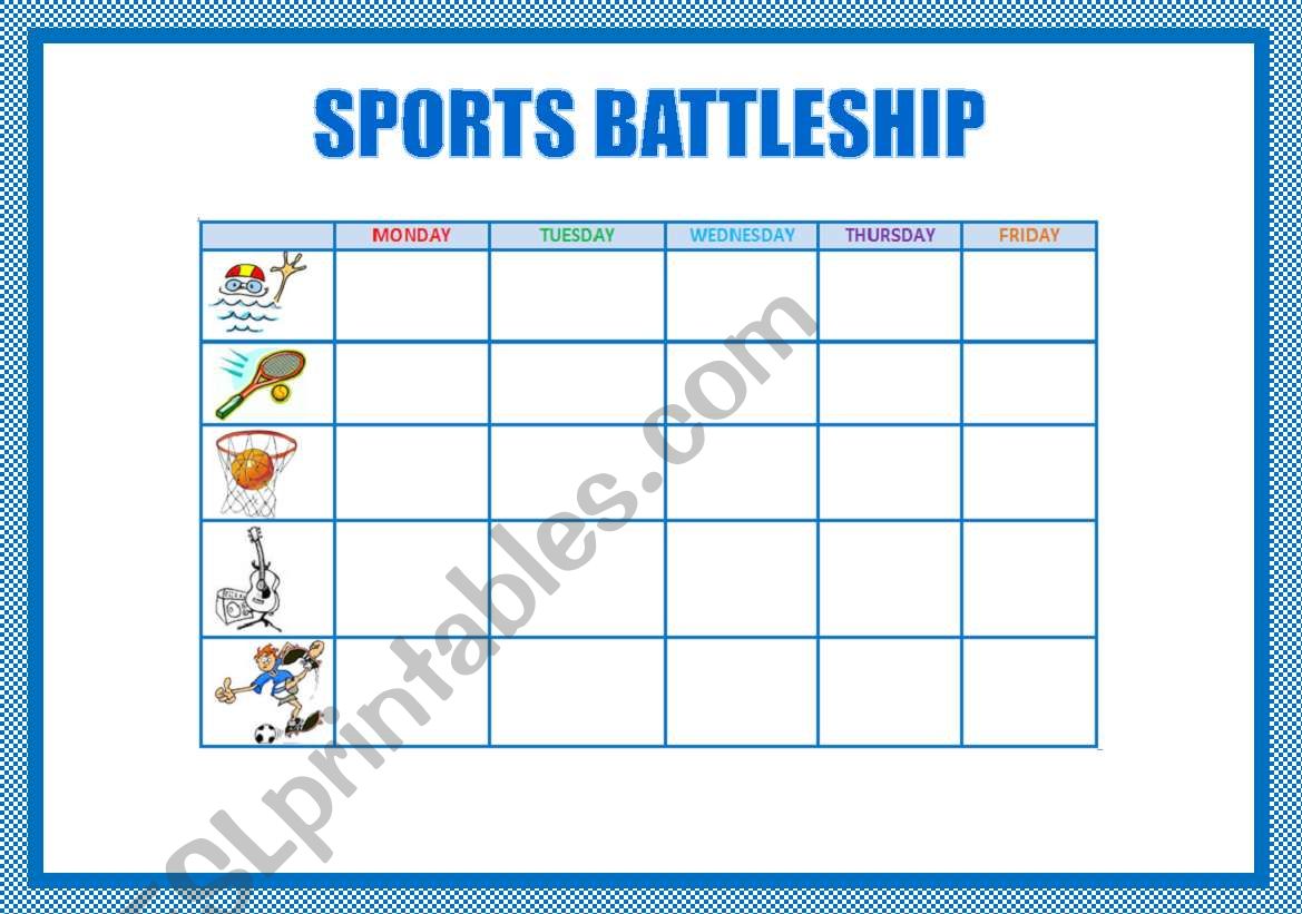 SPORTS: BATTLESHIP worksheet