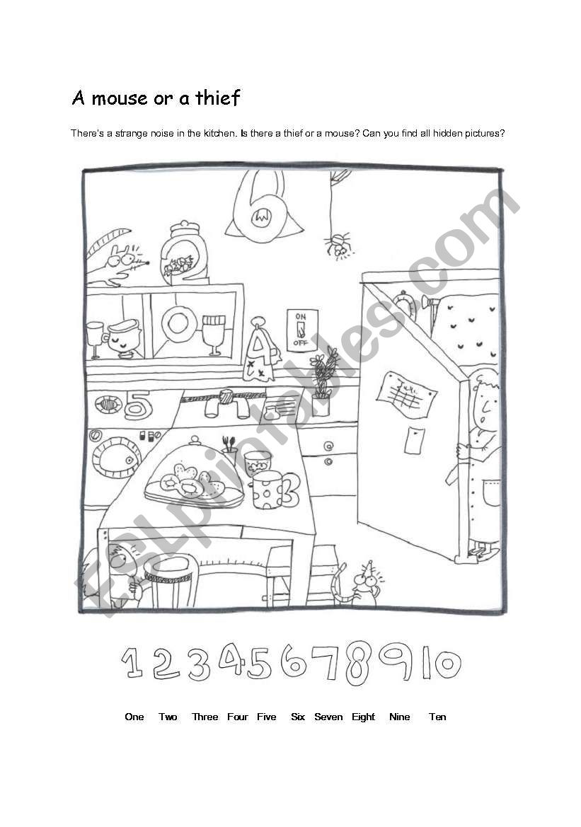 One to ten-hidden pictures worksheet