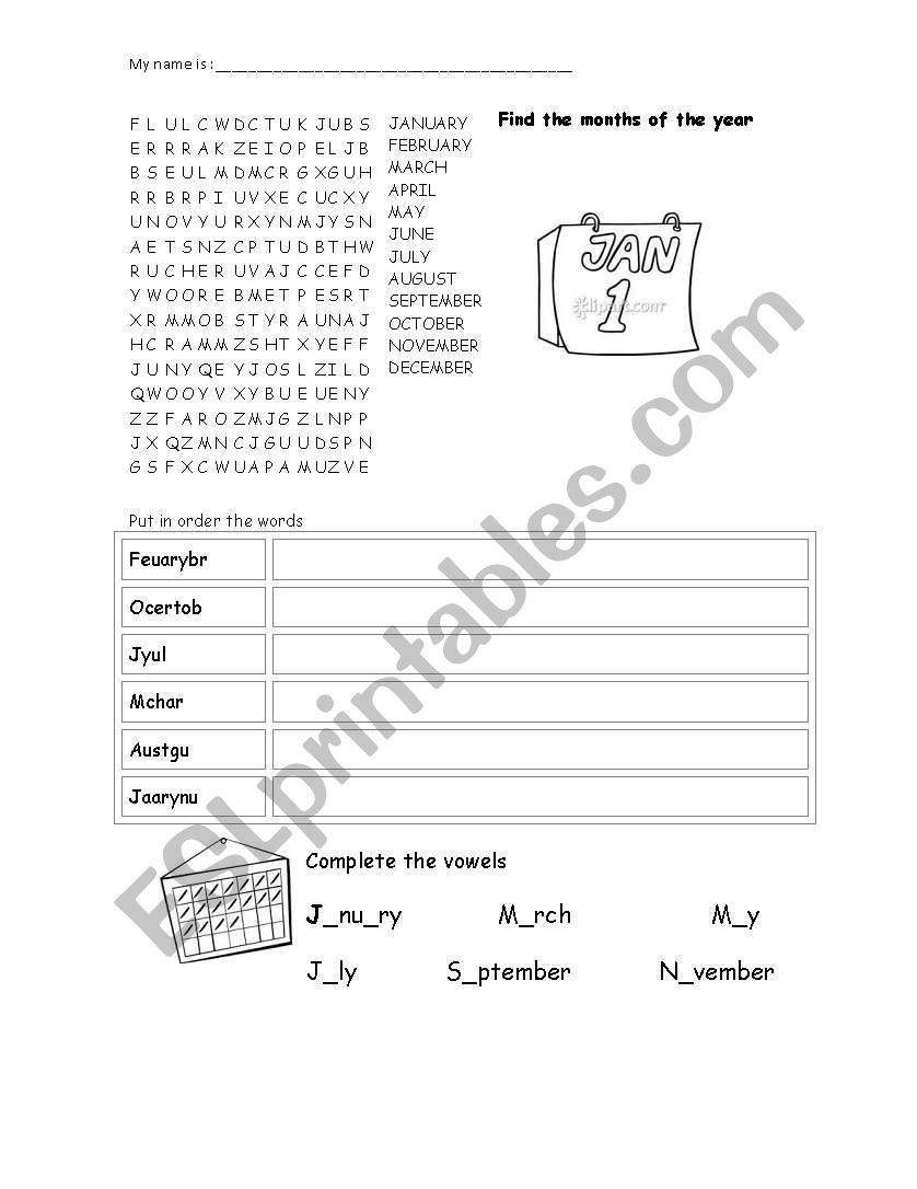 Months of the year worksheet