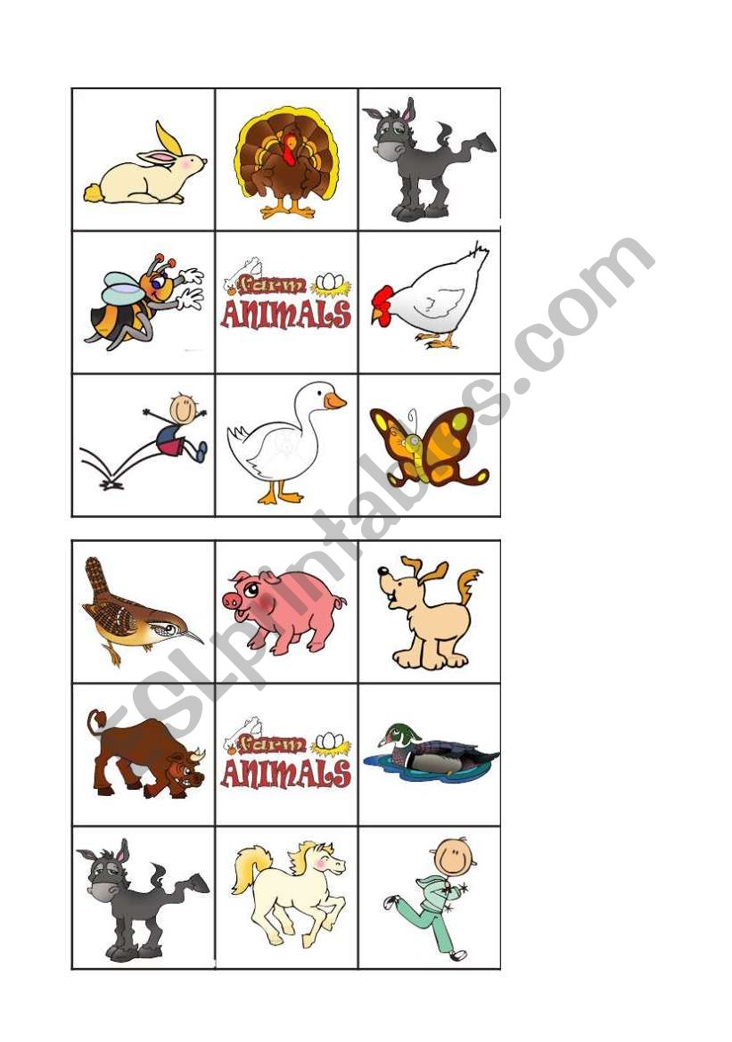 FARM ANIMALS - Bingo 2 of 2 worksheet