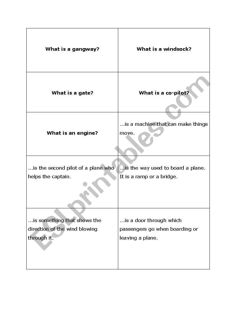 Airport Quiz Extra worksheet