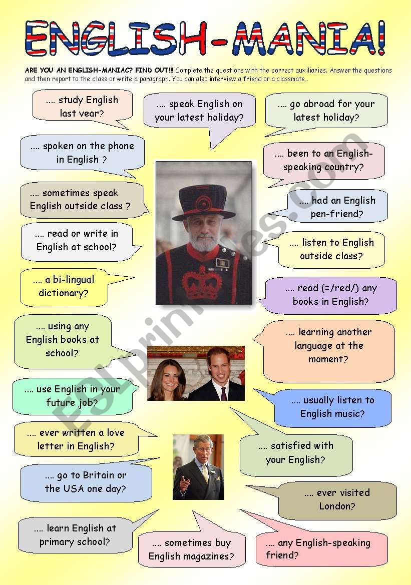 English-mania!!! worksheet