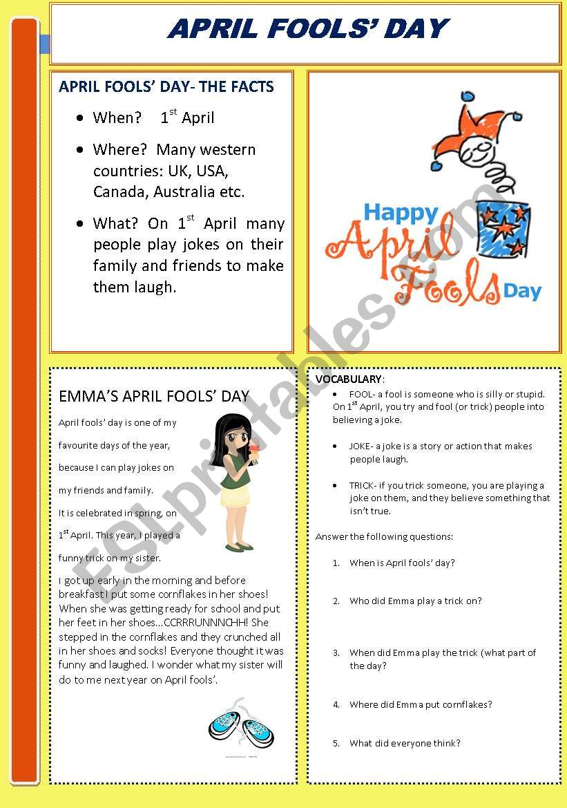 April FoolsÂ´ day worksheet
