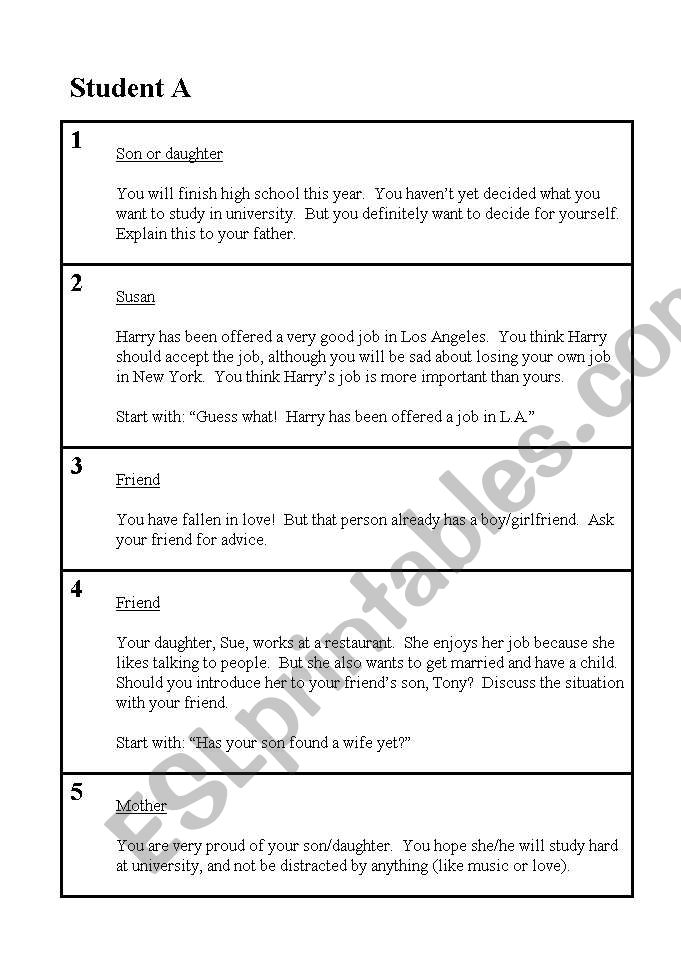 roleplay worksheet