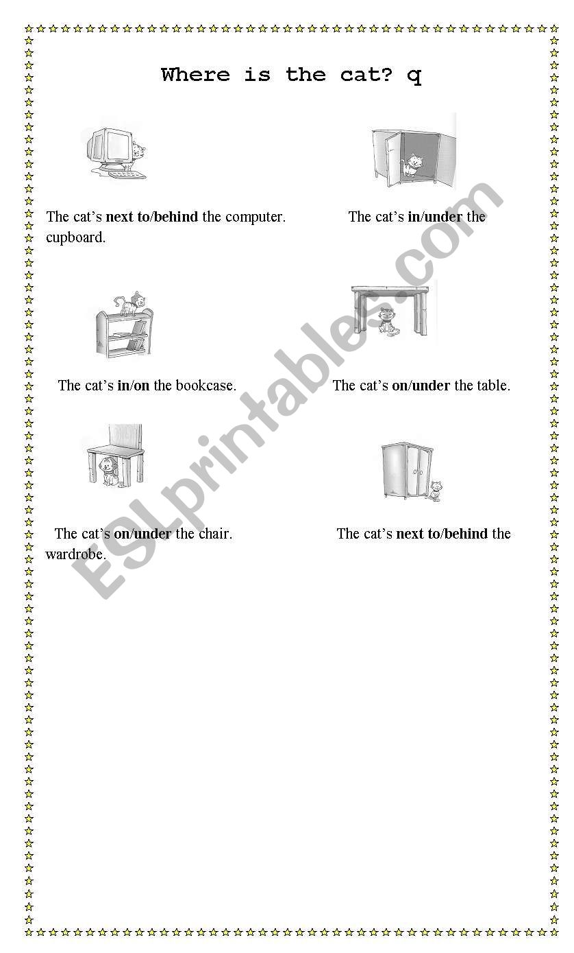 Prepositions of place worksheet