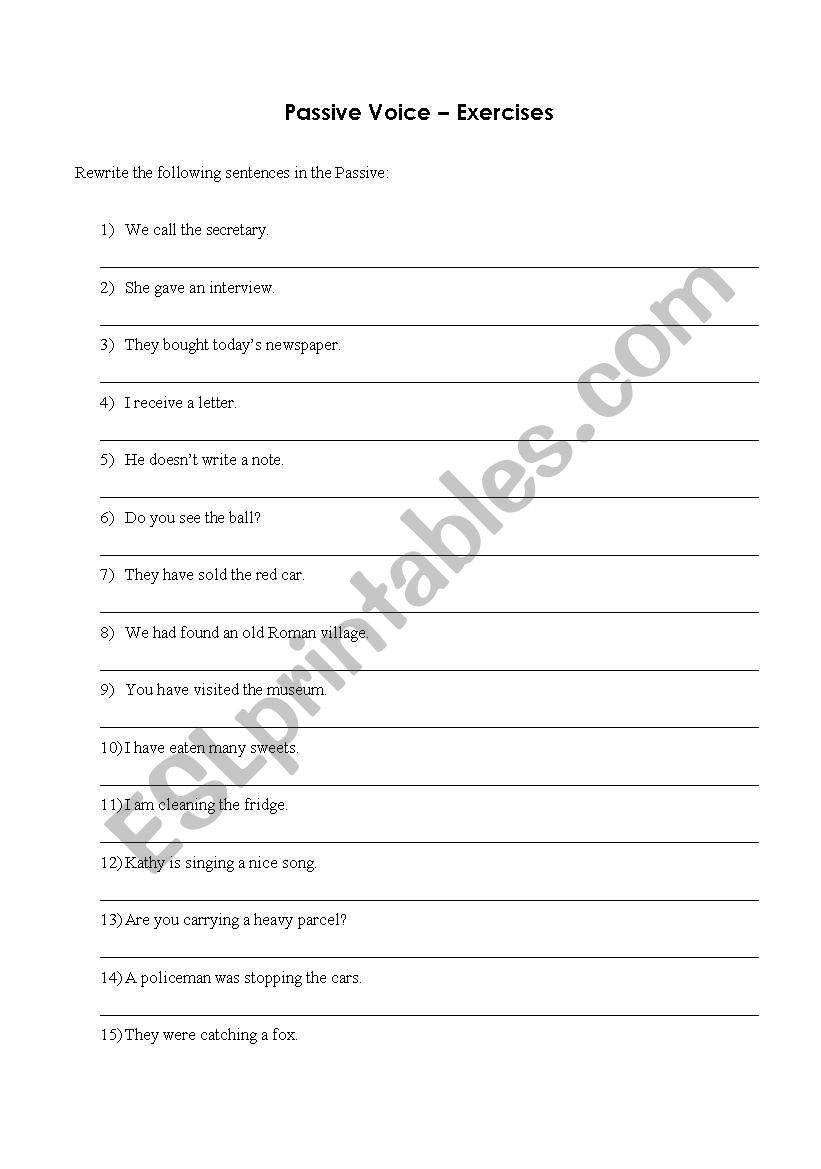 Passive voice - exercises worksheet