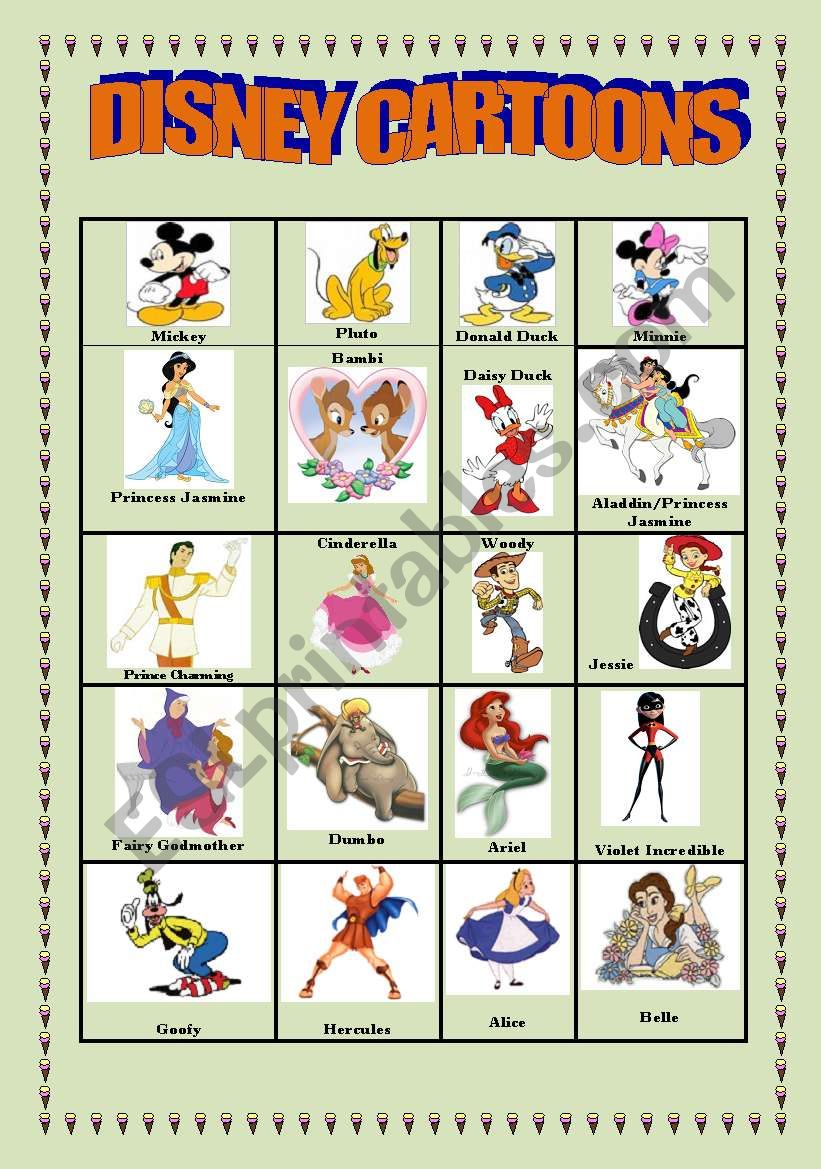 Disney Cartoons worksheet