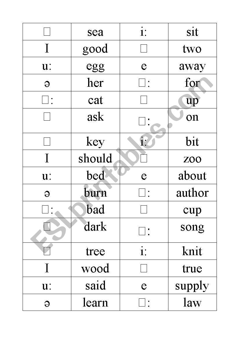 Phonetic Vowel Domino Game worksheet