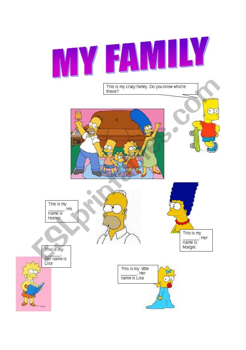 Simpsons Family Tree worksheet