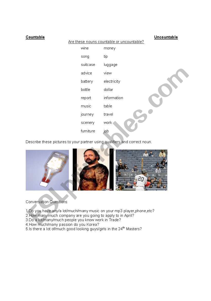  countable & uncountable nouns; qualifiers