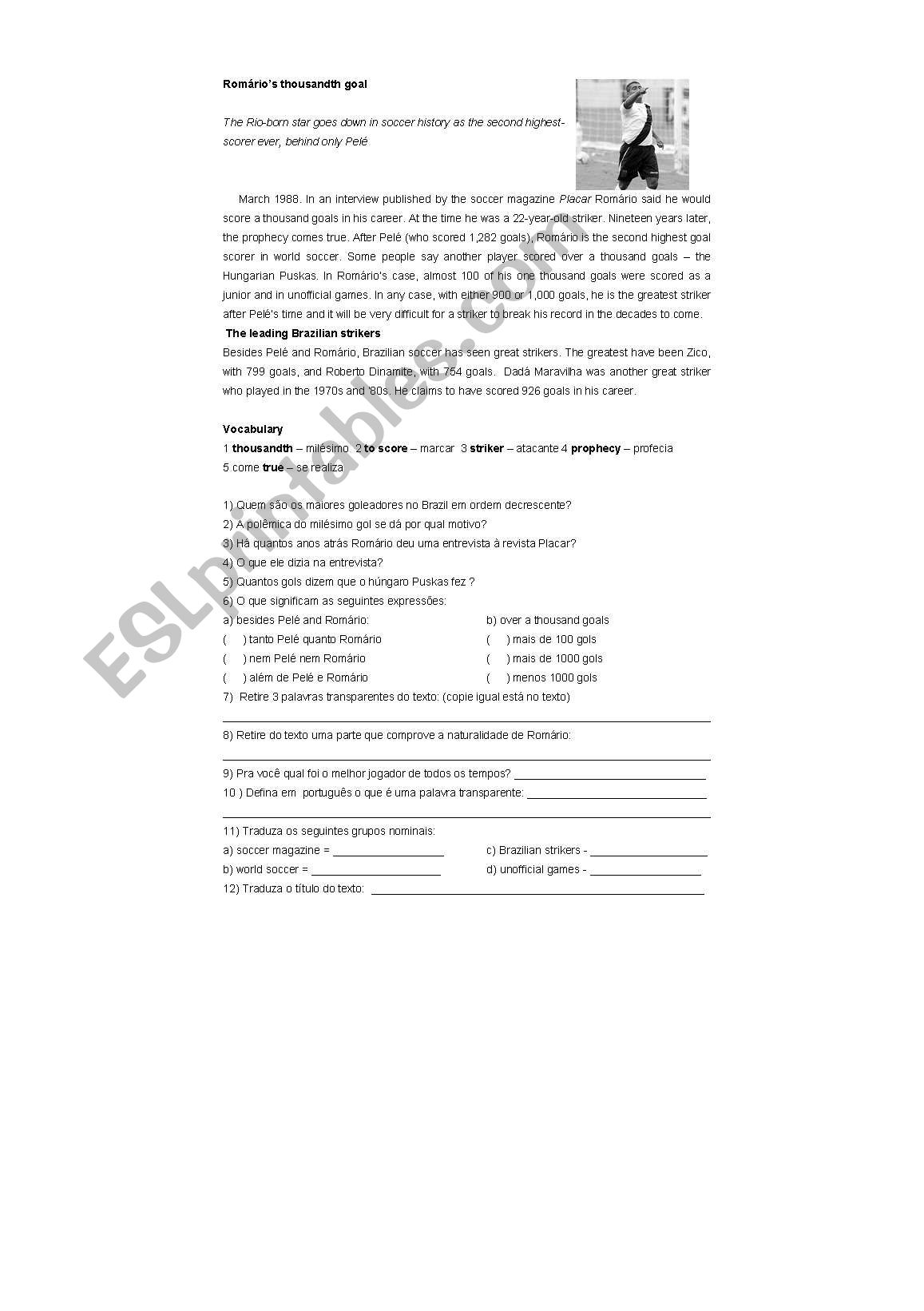 Extra activities worksheet