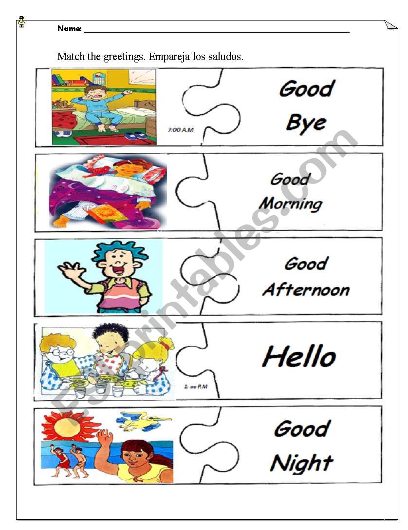Greetings Match ESL Worksheet By Marxelamosh