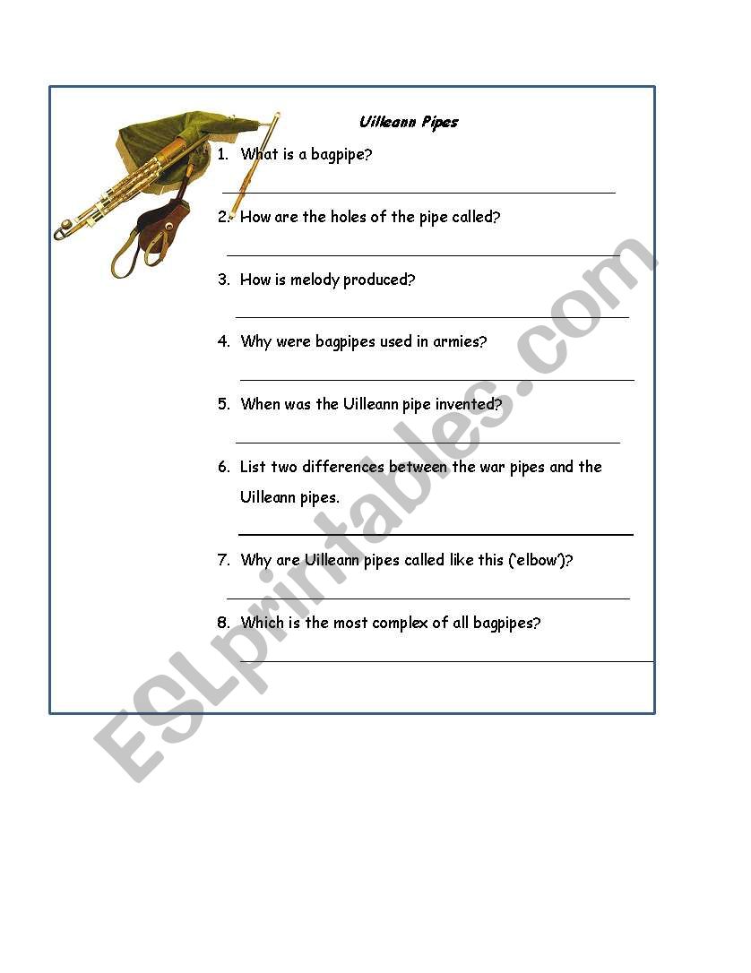 Irish Musical Instruments 4 worksheet