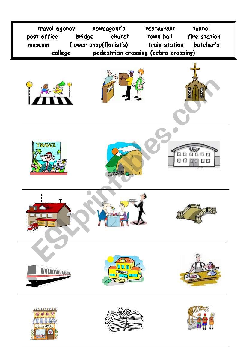 places in my town 2 worksheet